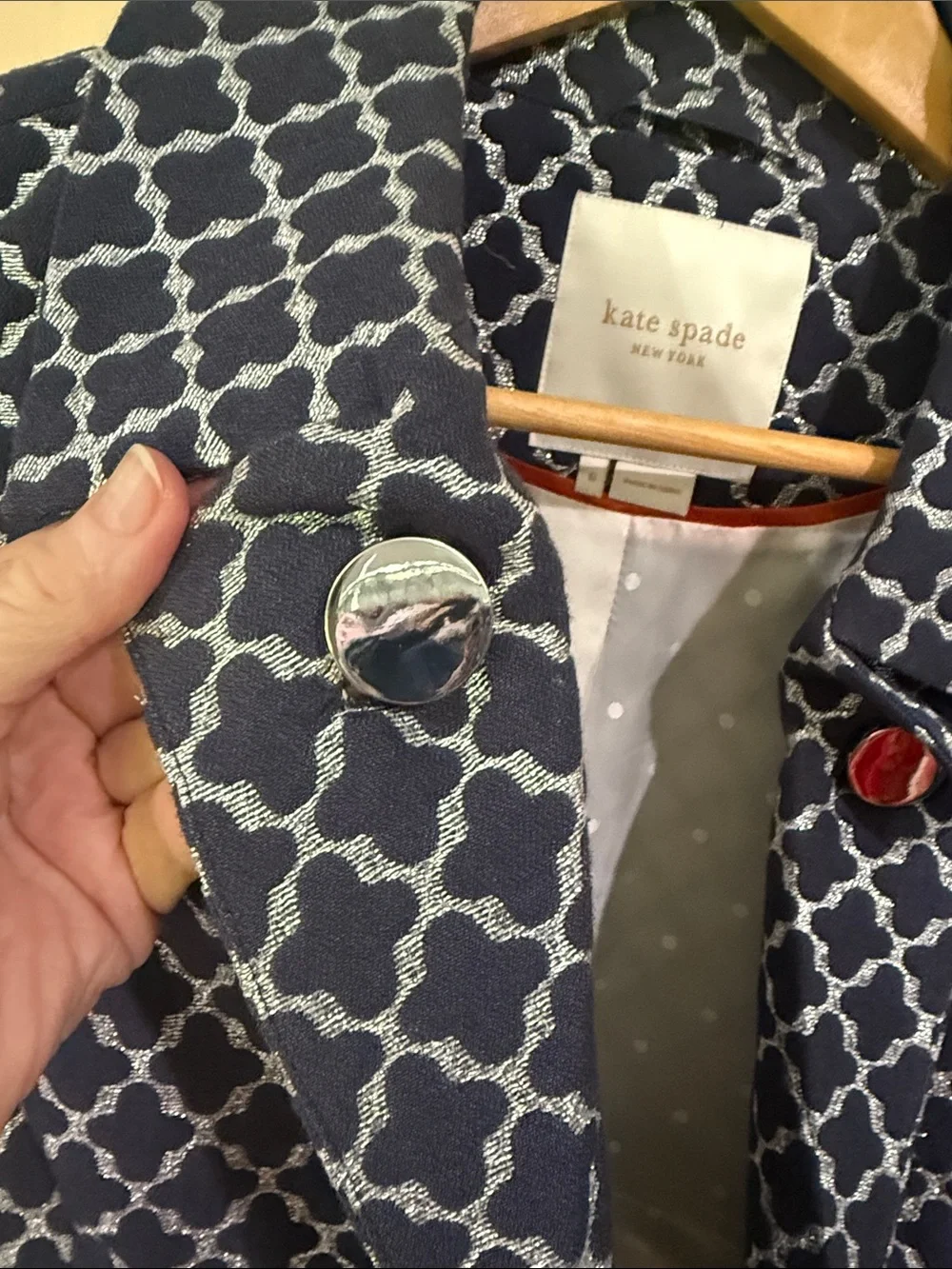 Stunning Kate spade Navy Geometric Print Blazer